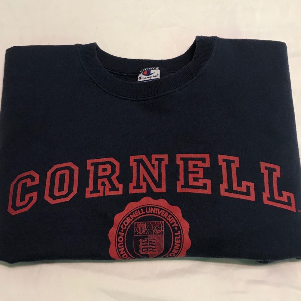 Navy Blue Cropped Champion Cornell Sweatshirt